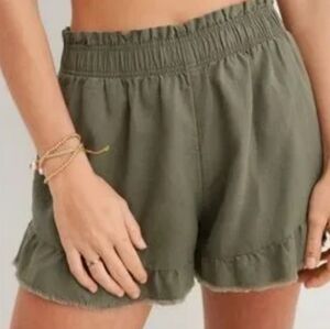 Aerie Linen Blend Green Shorts Size S